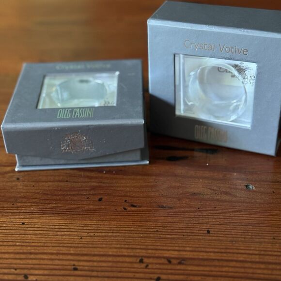 Oleg Cassini Crystal Votive Sedoma Candle Holder Signed Boxed Set Of 2 Units New - Picture 2 of 16